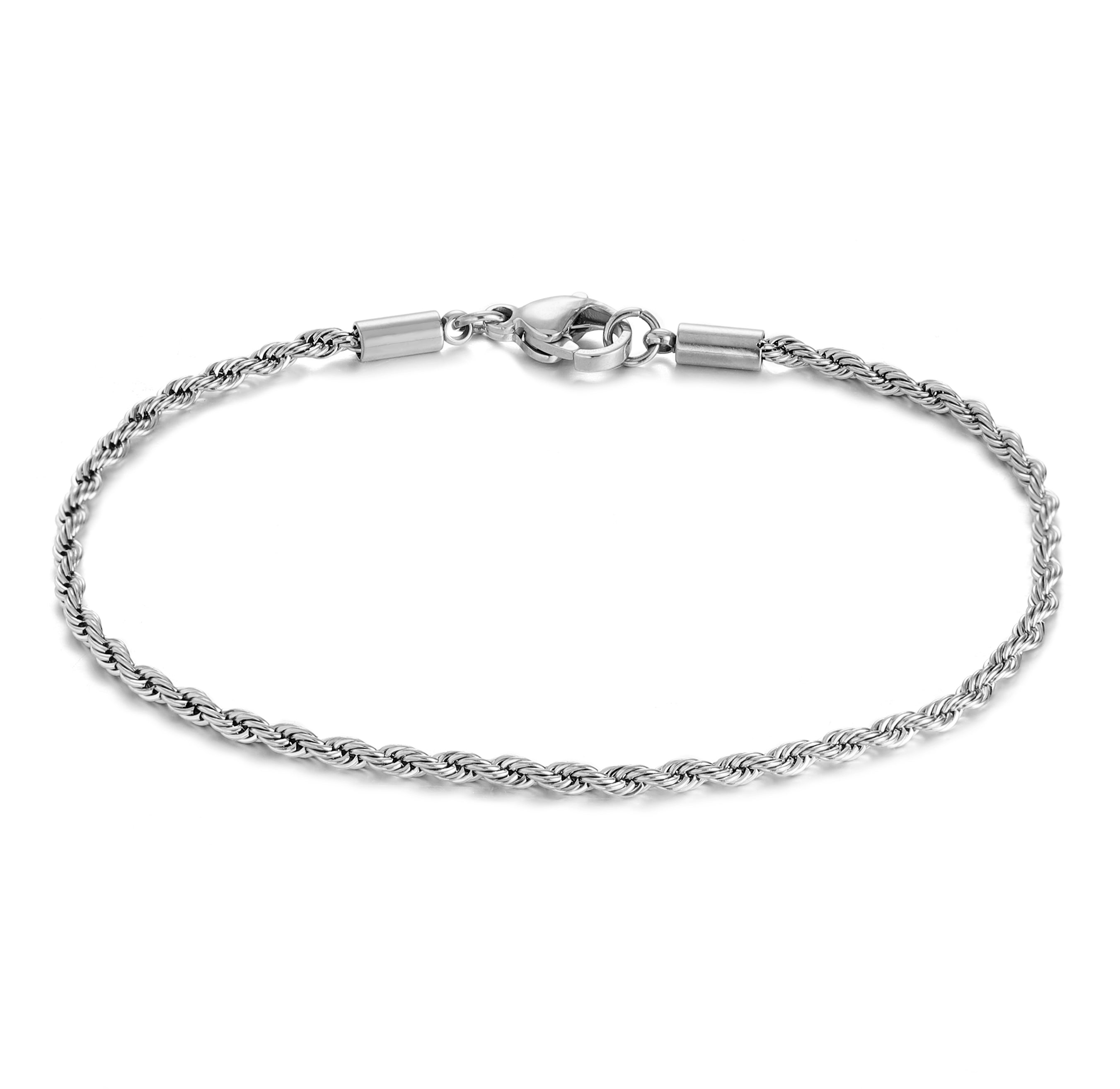 Thin Rope Bracelet Silver