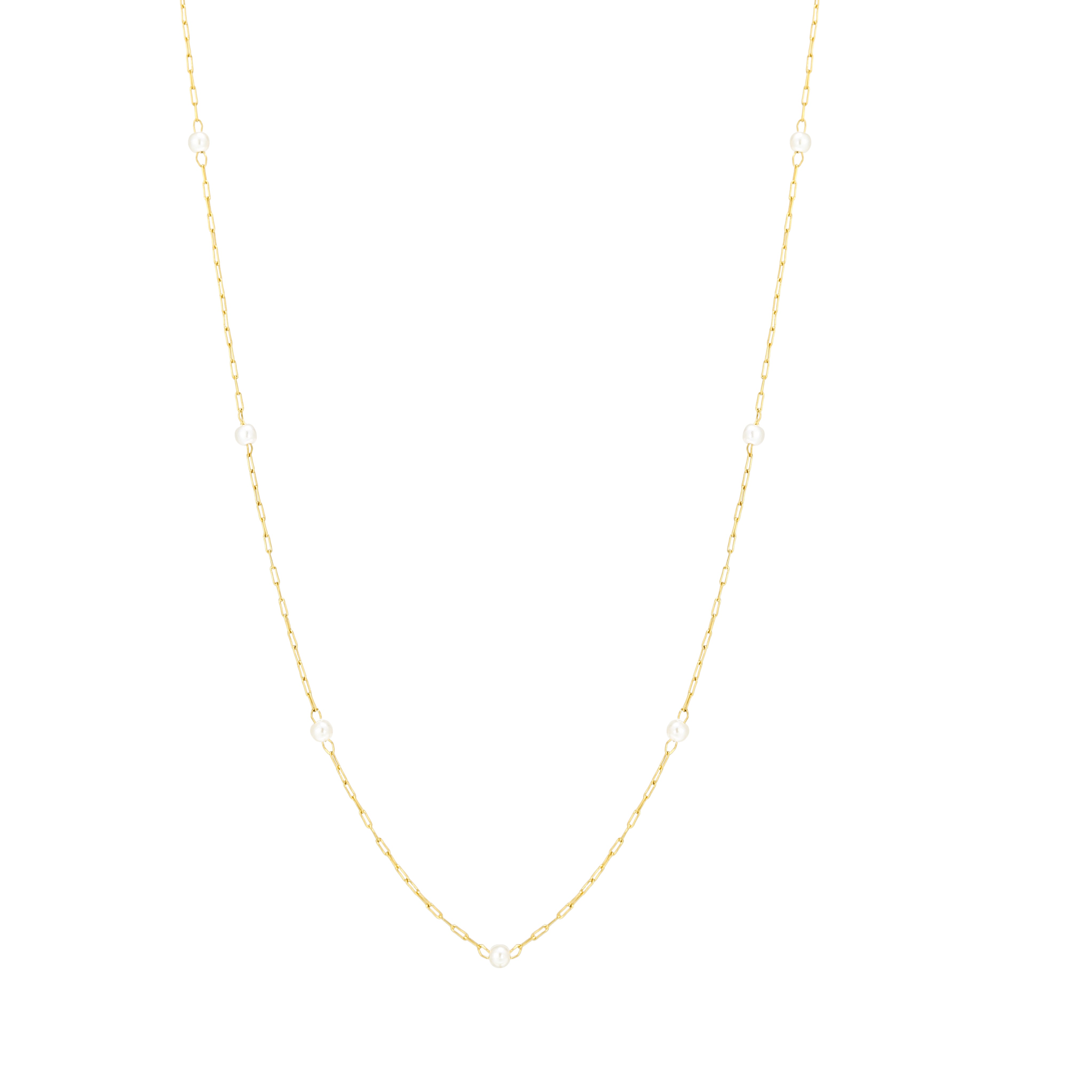 Thin Pearl Necklace Gold