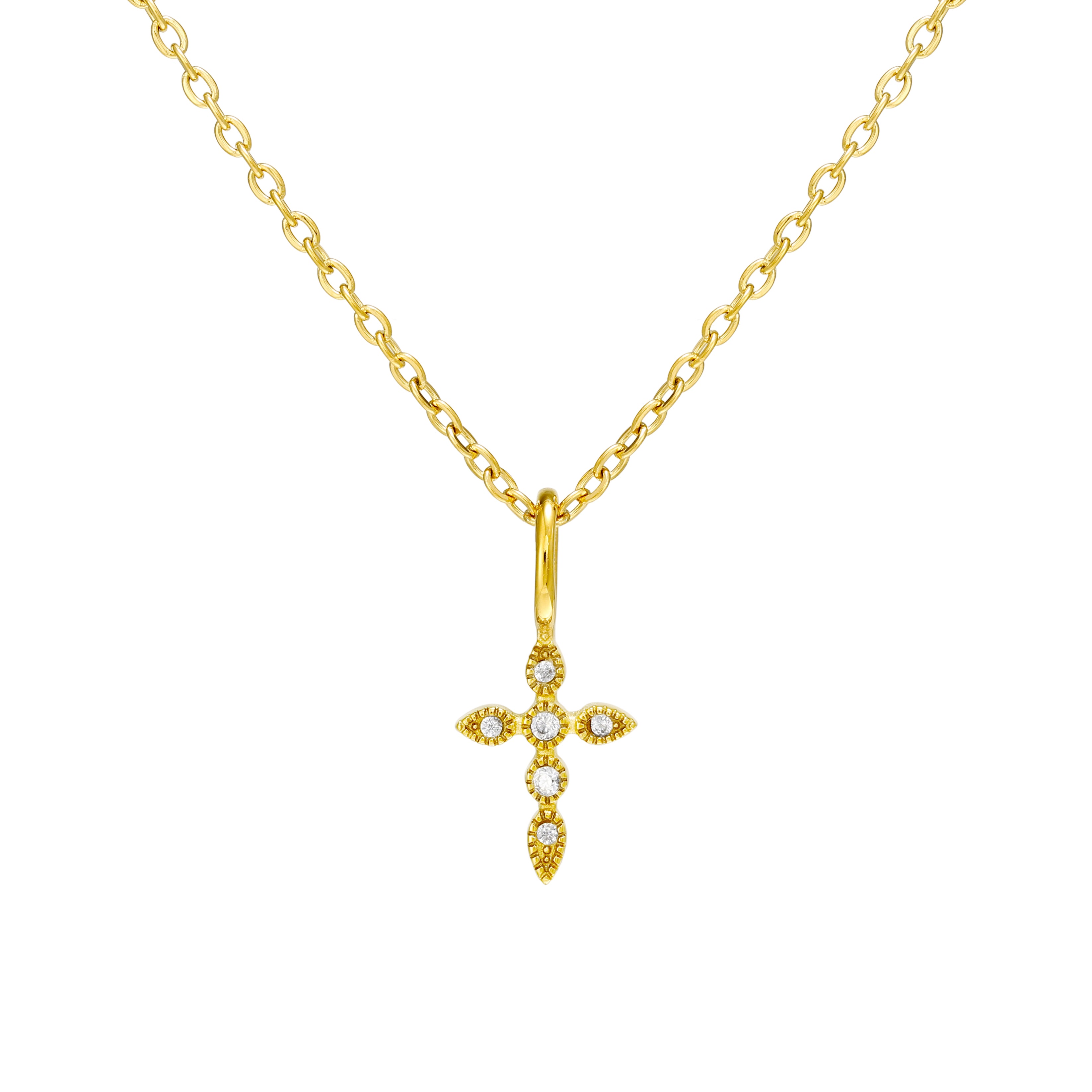 Diamond Cross Necklace Gold
