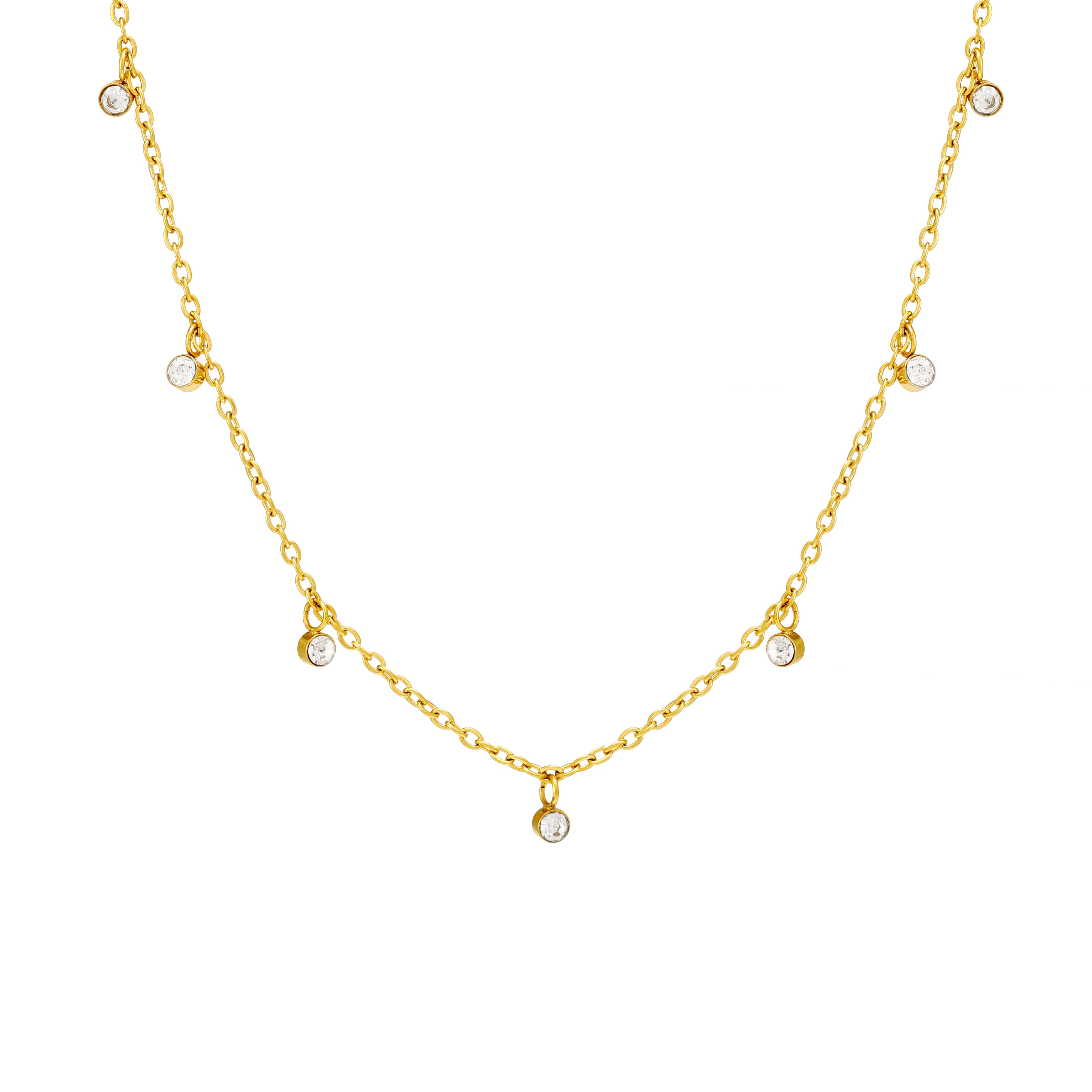 Diamond Stones Necklace Gold