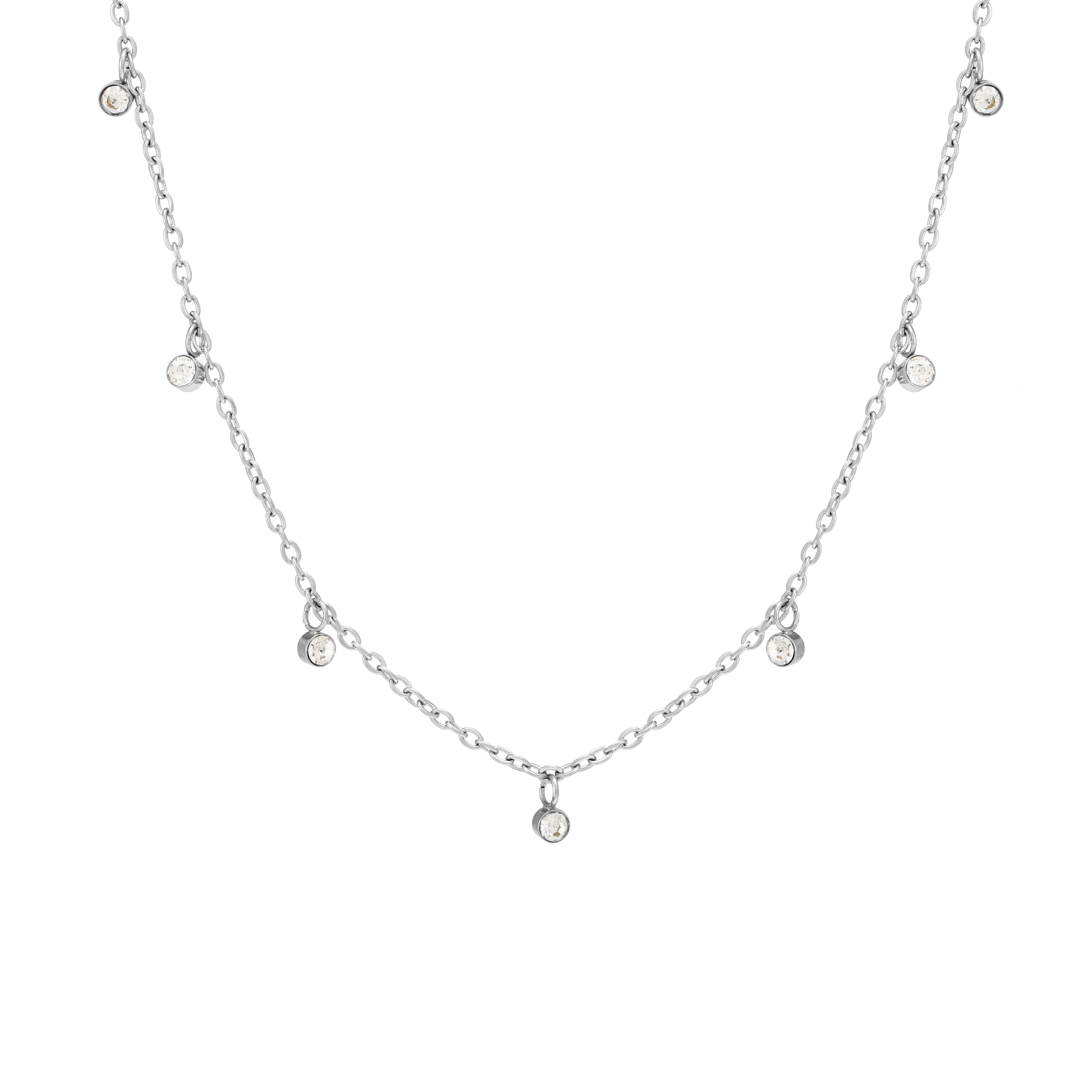Diamond Stones Necklace Silver