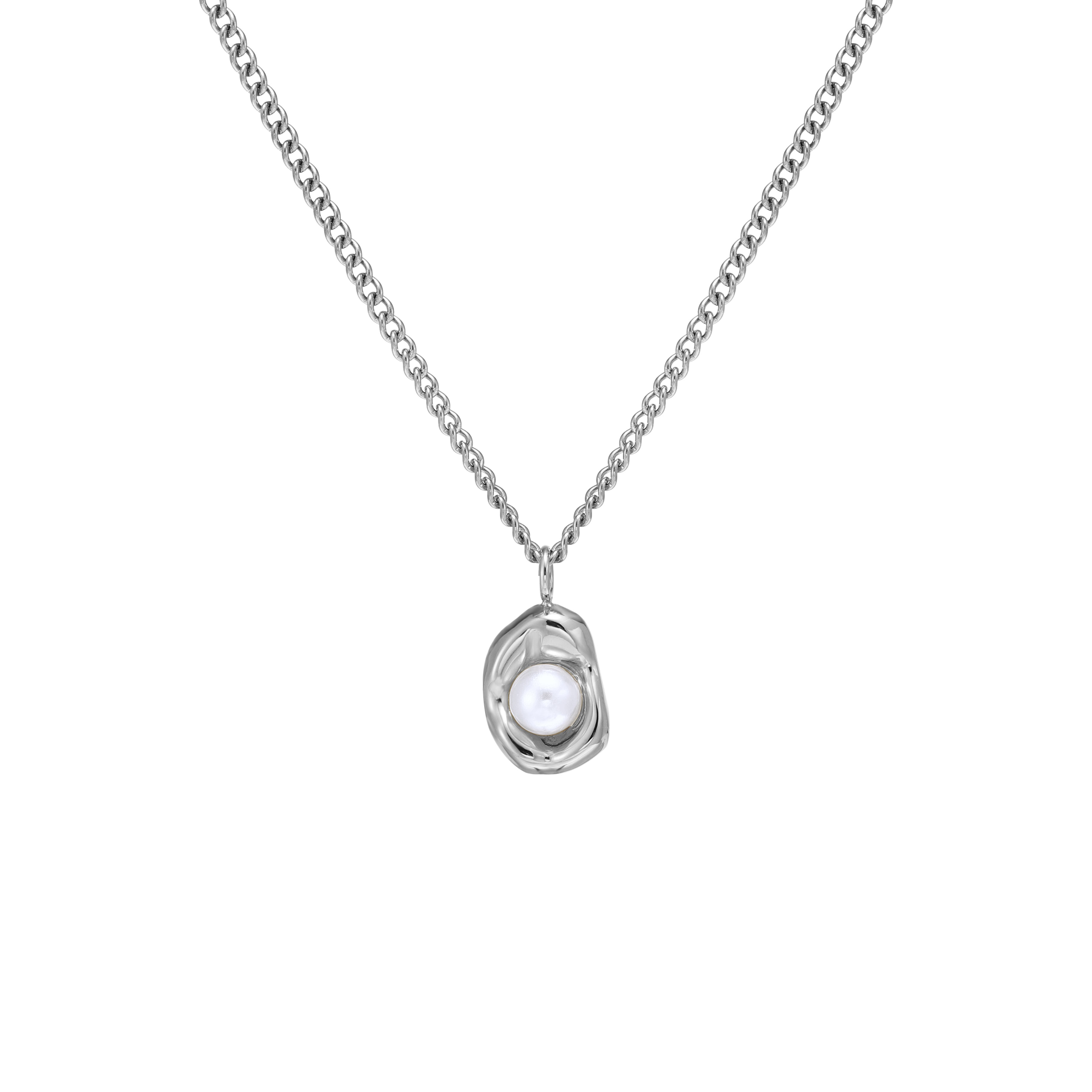 Pearl Eye Necklace Silver
