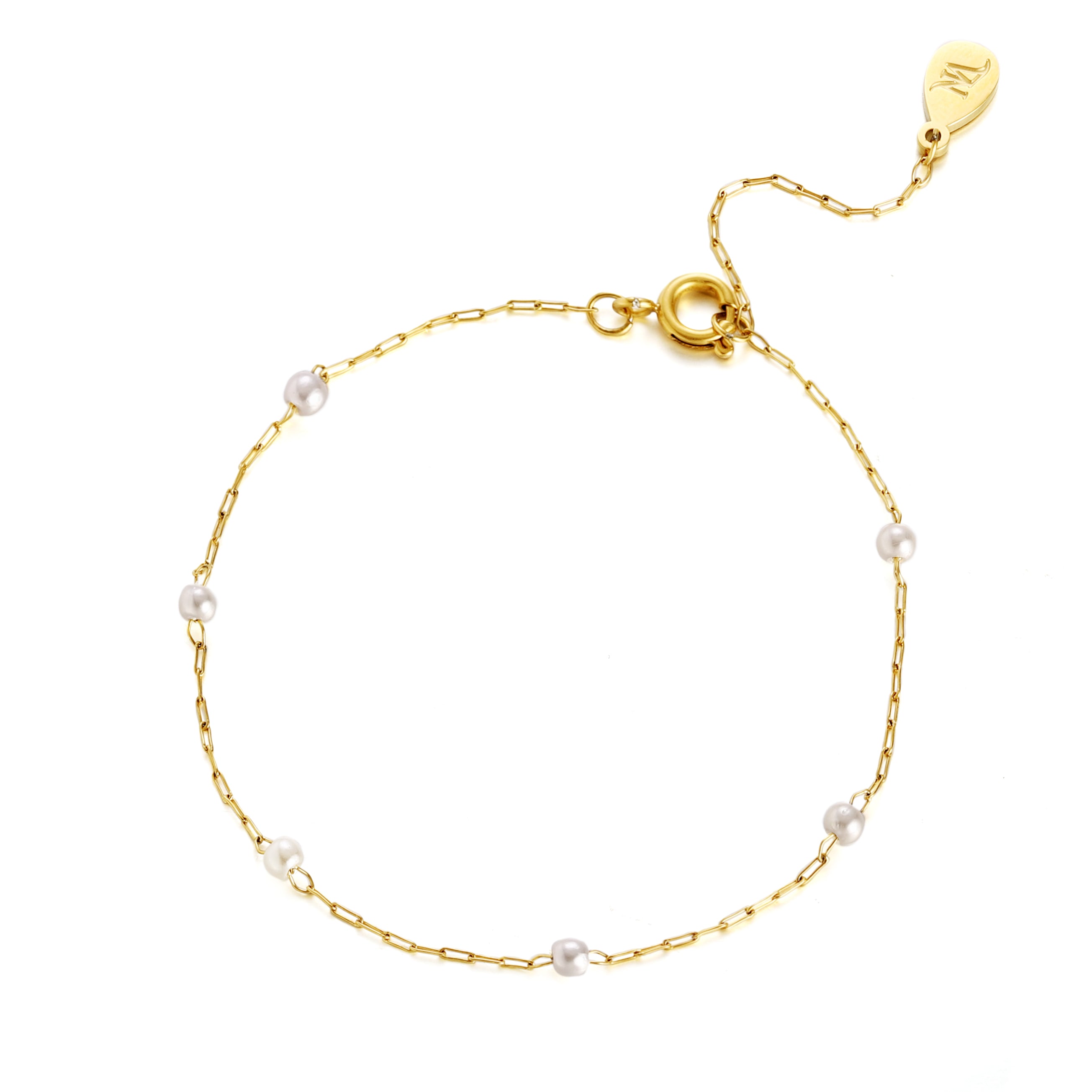 Thin Pearl Bracelet Gold