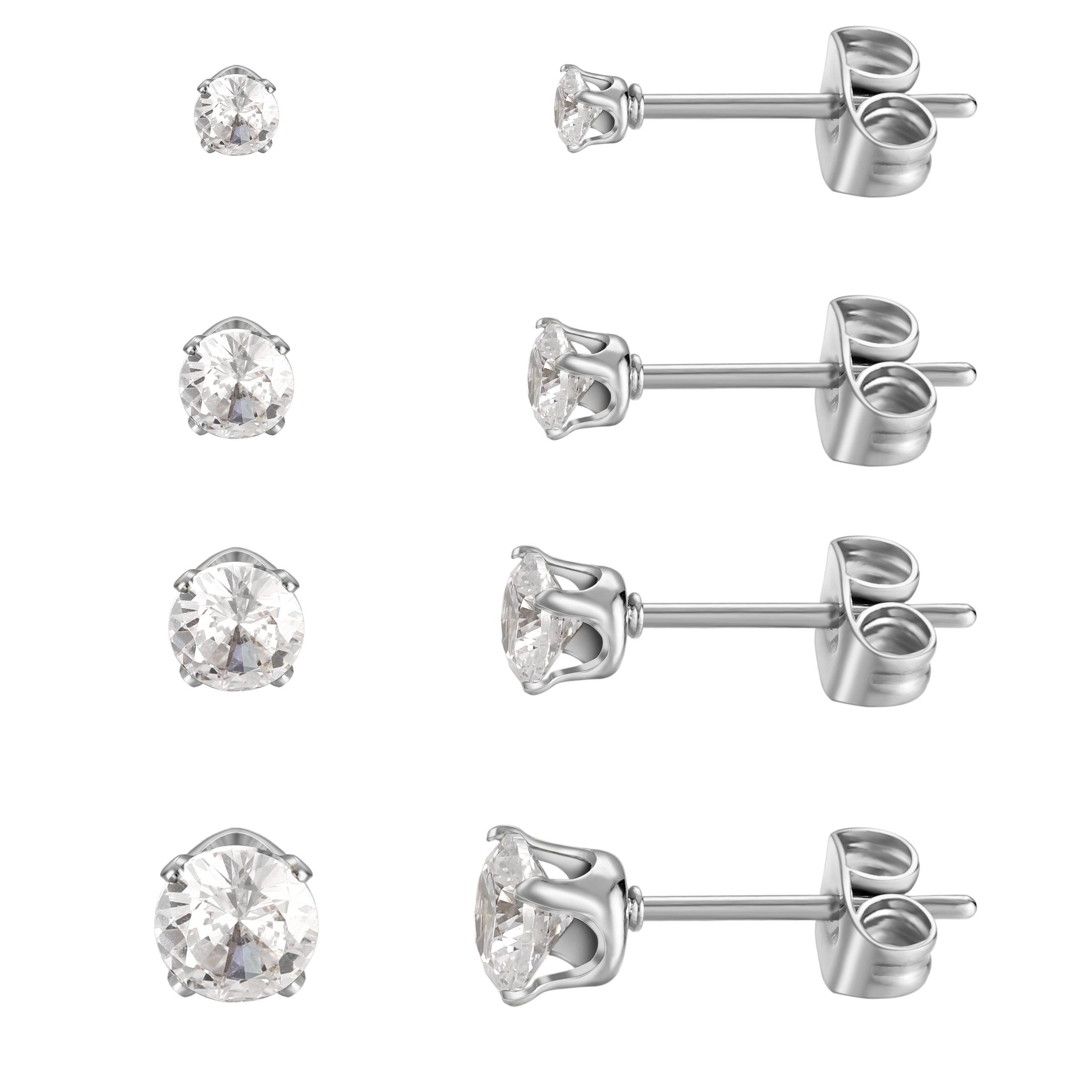 Diamond Earring 4-Pack Silver