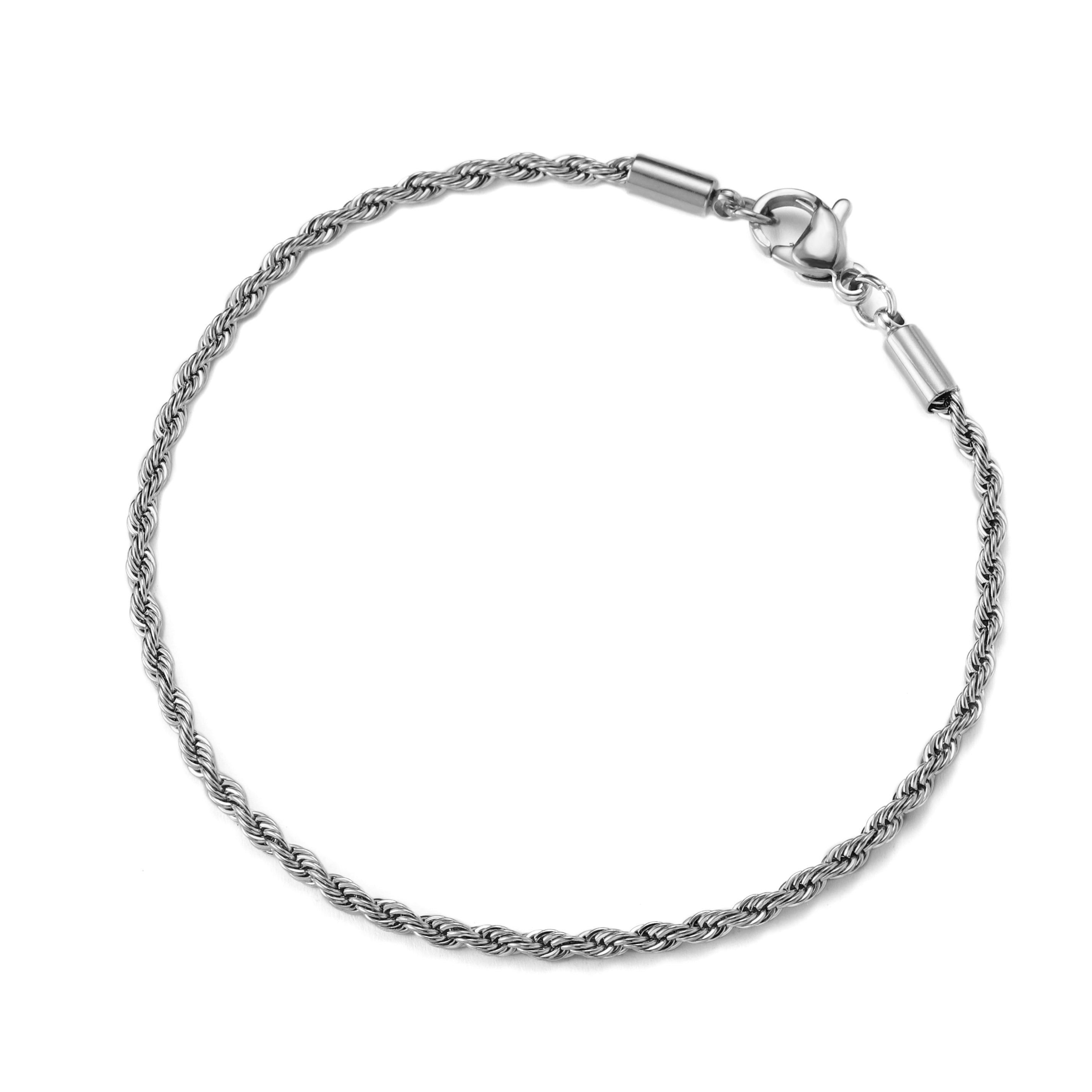 Thin Rope Bracelet Silver