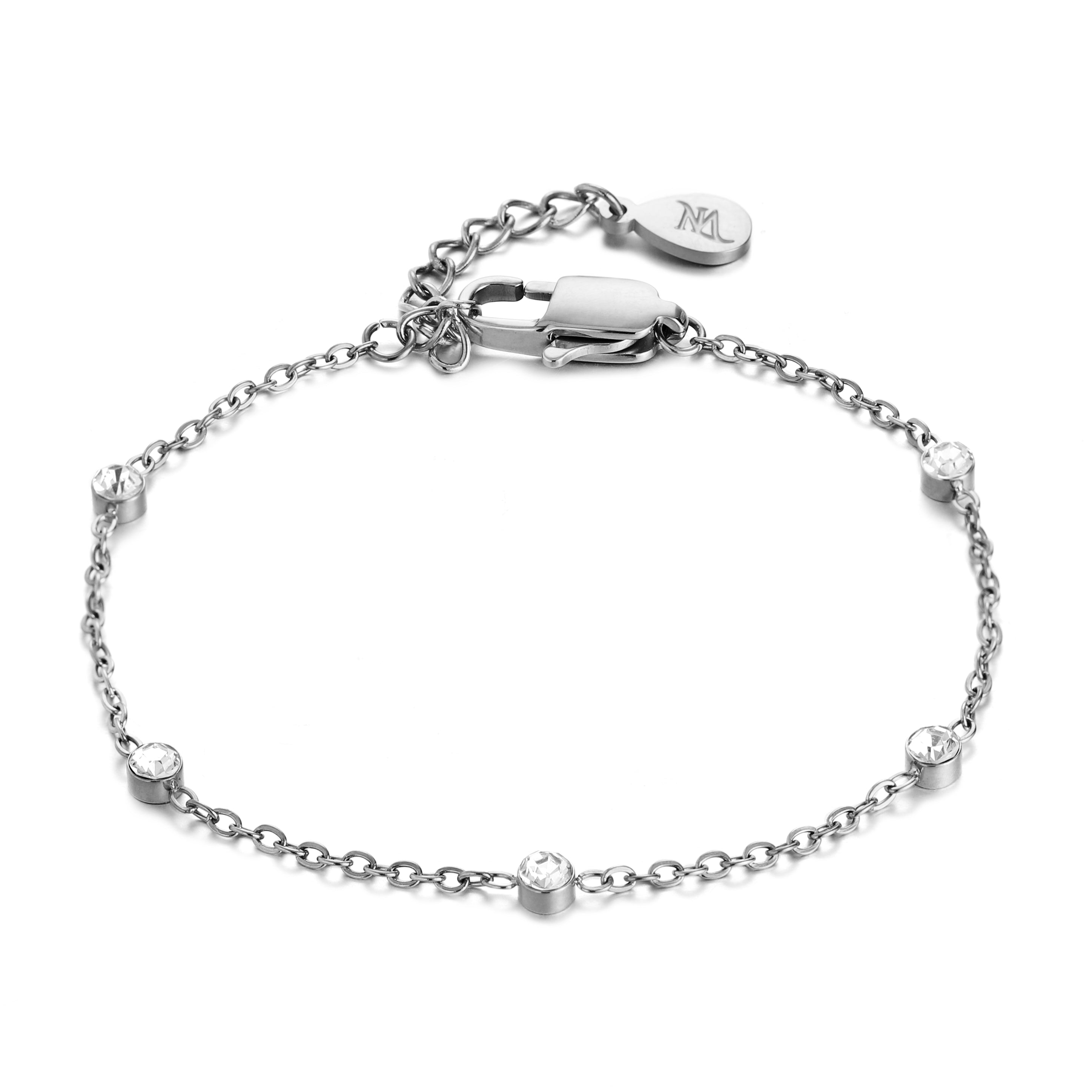 Diamond Stones Bracelet Silver