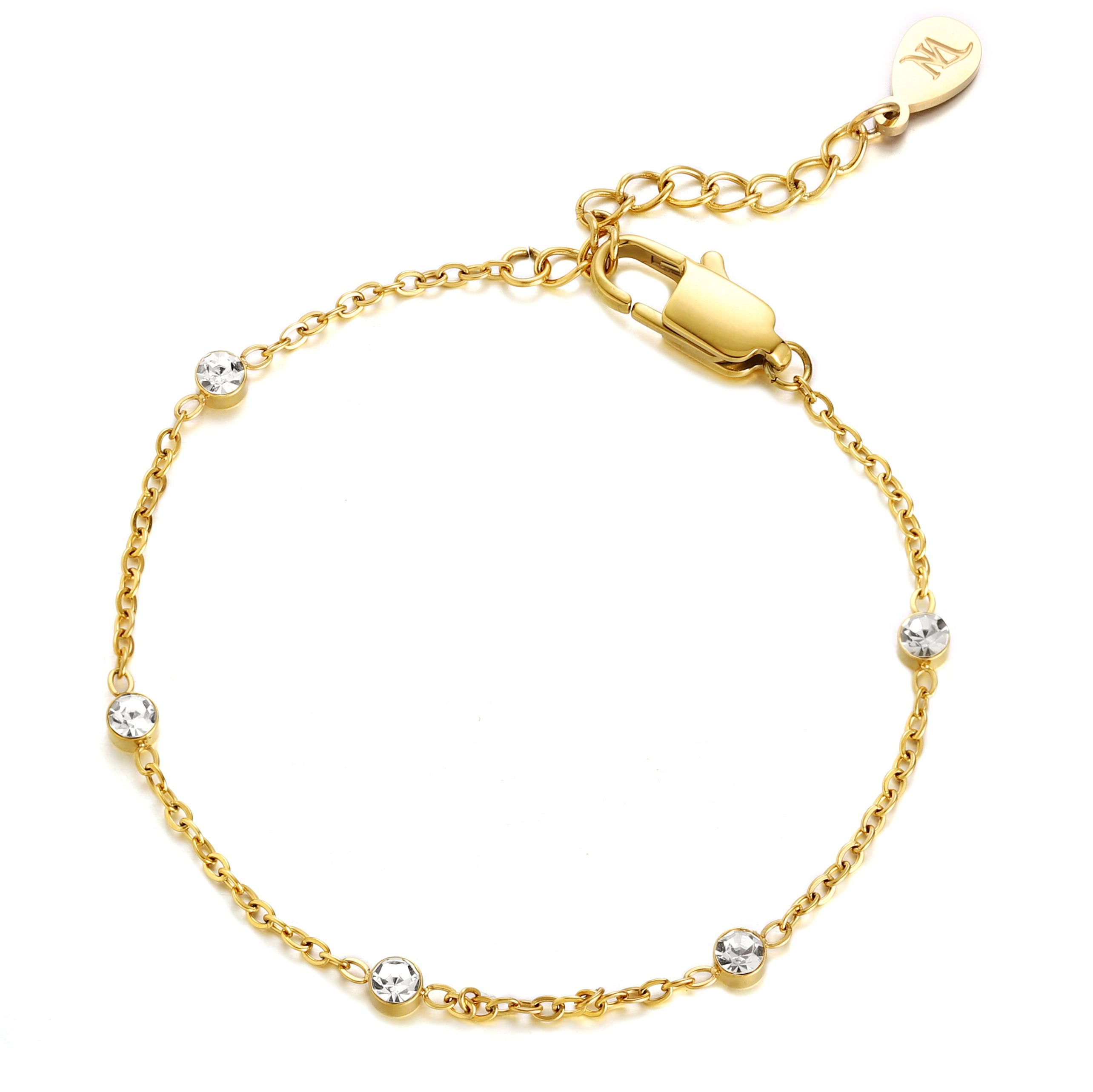 Diamond Stones Bracelet Gold