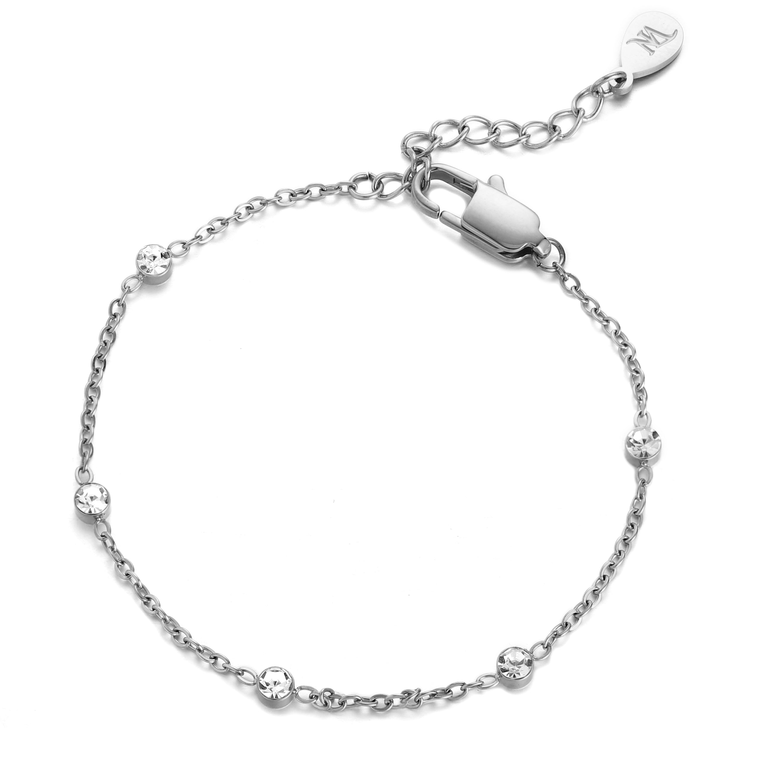 Diamond Stones Bracelet Silver