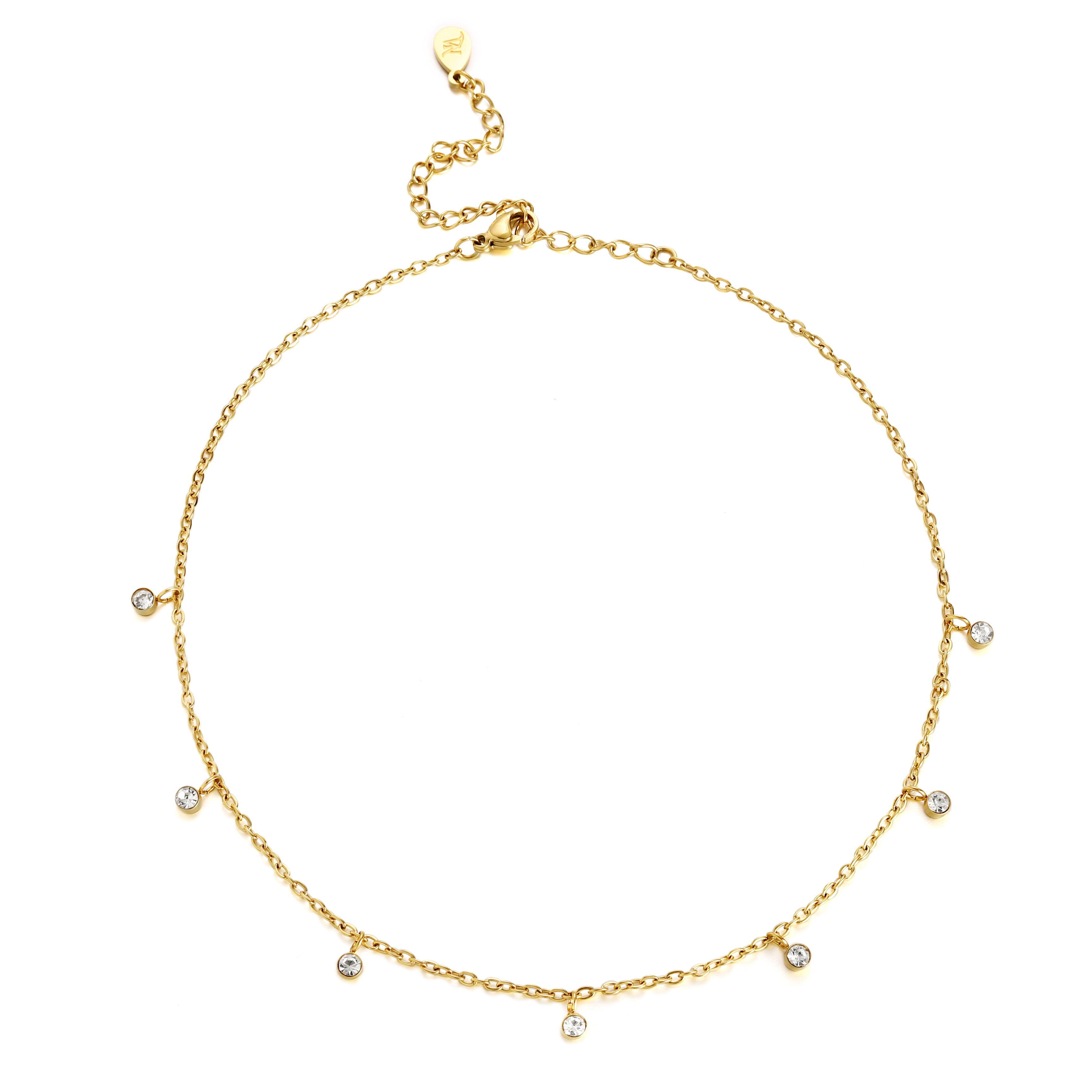 Diamond Stones Necklace Gold