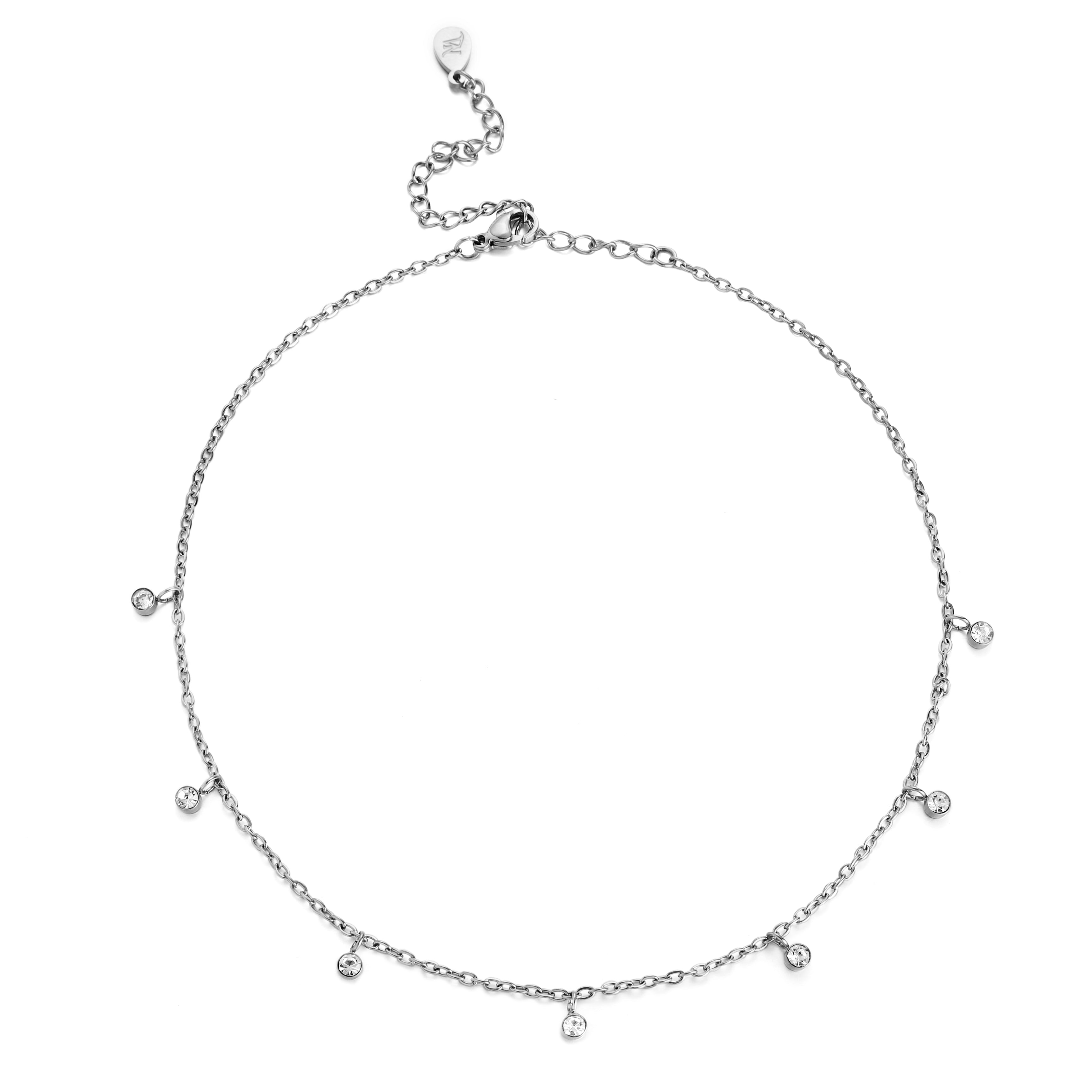 Diamond Stones Necklace Silver