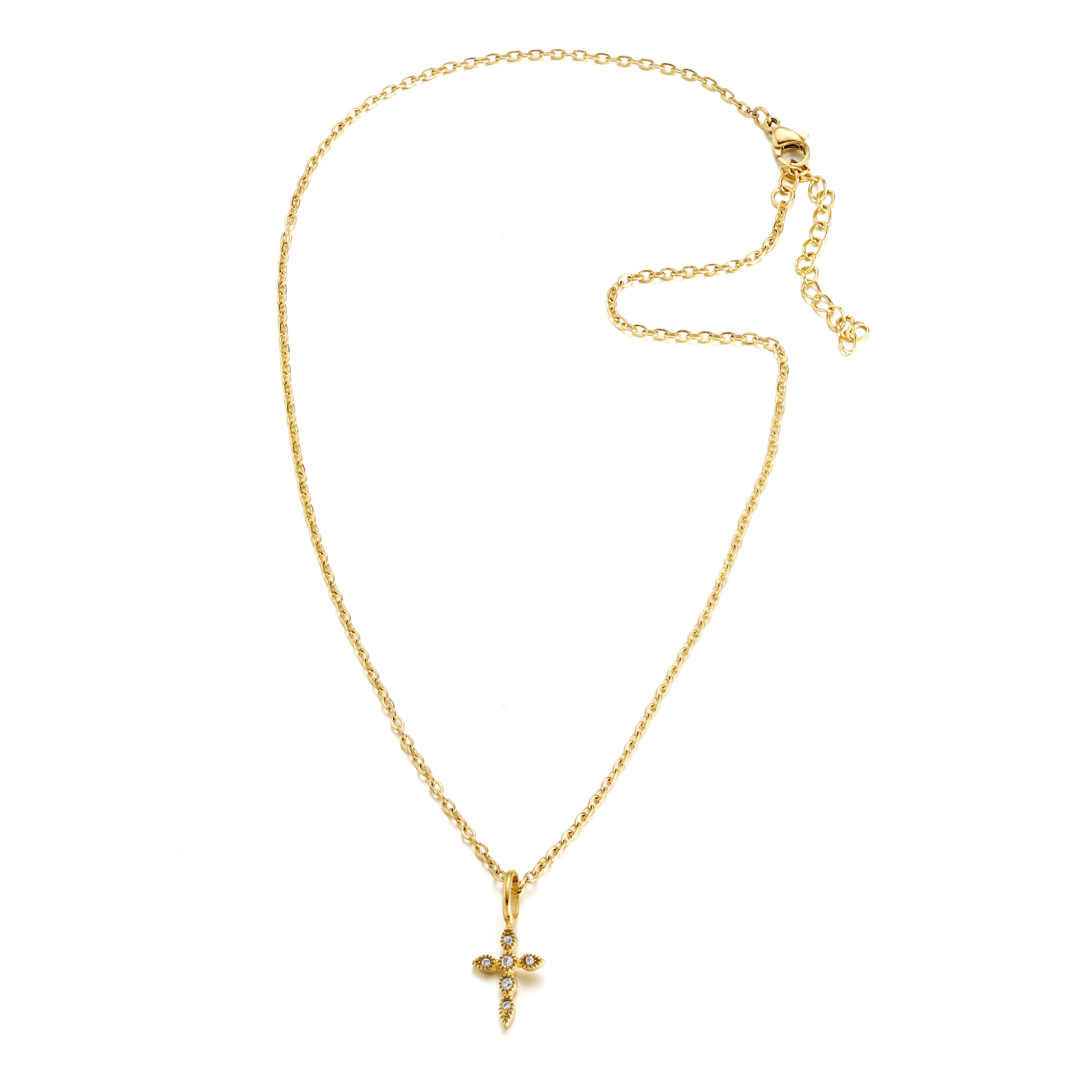 Diamond Cross Necklace Gold