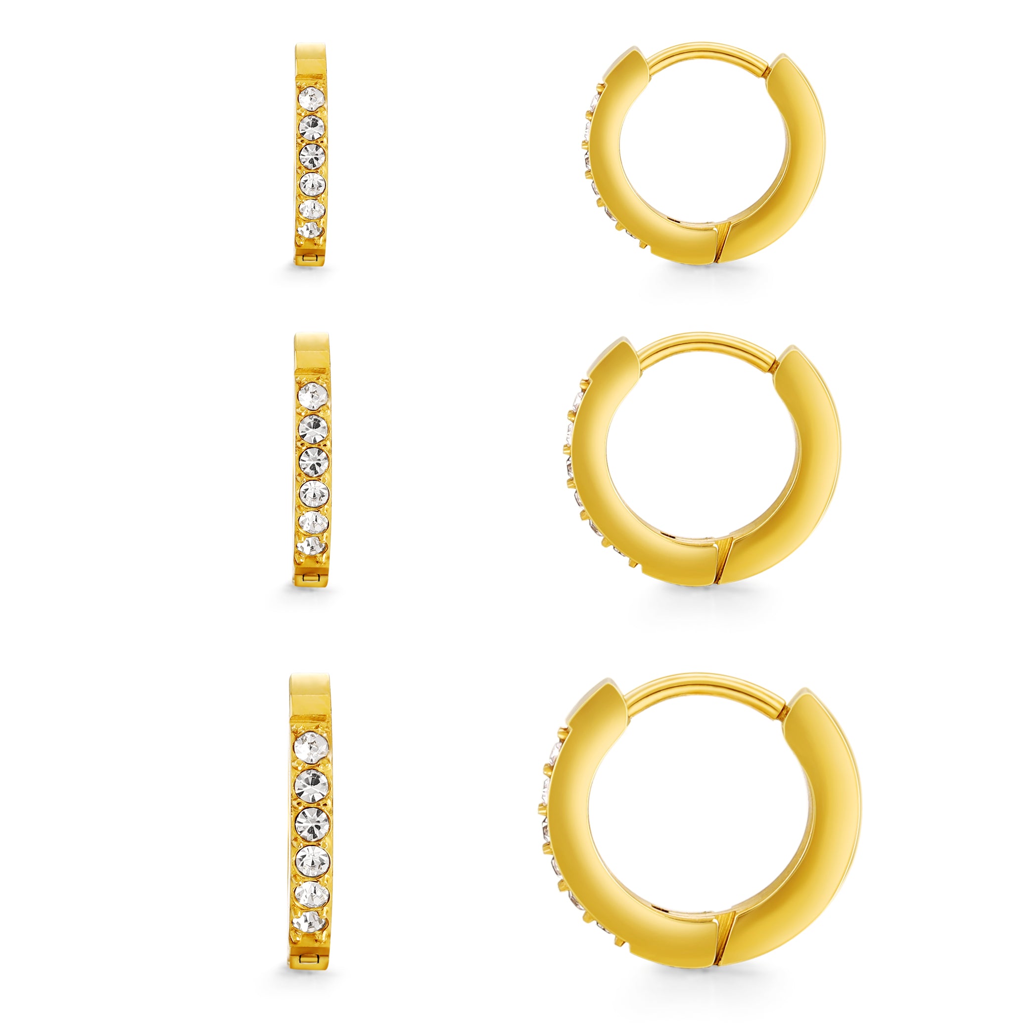 Diamond Hoops Gold 3-Pack