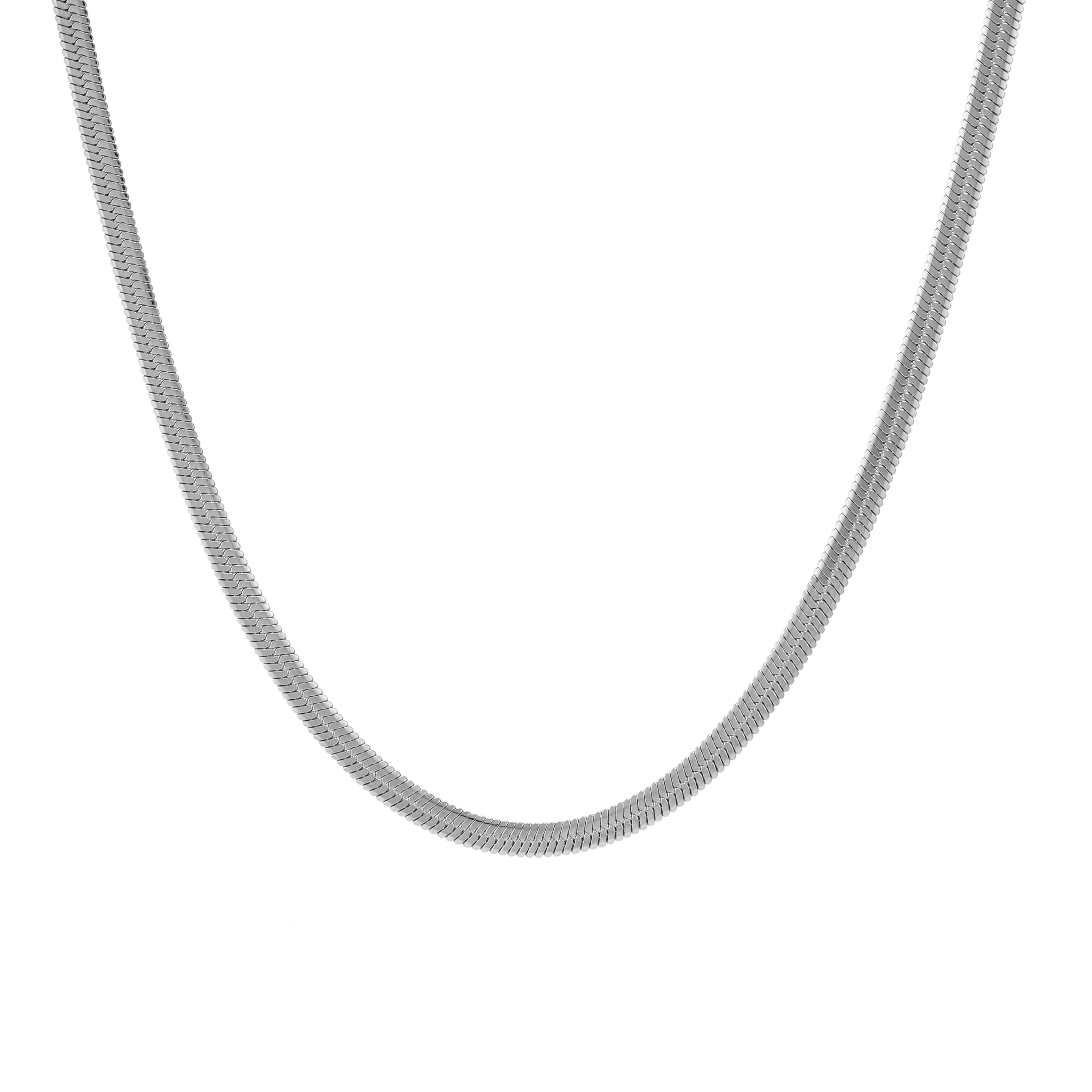 Thin Snake Necklace Silver