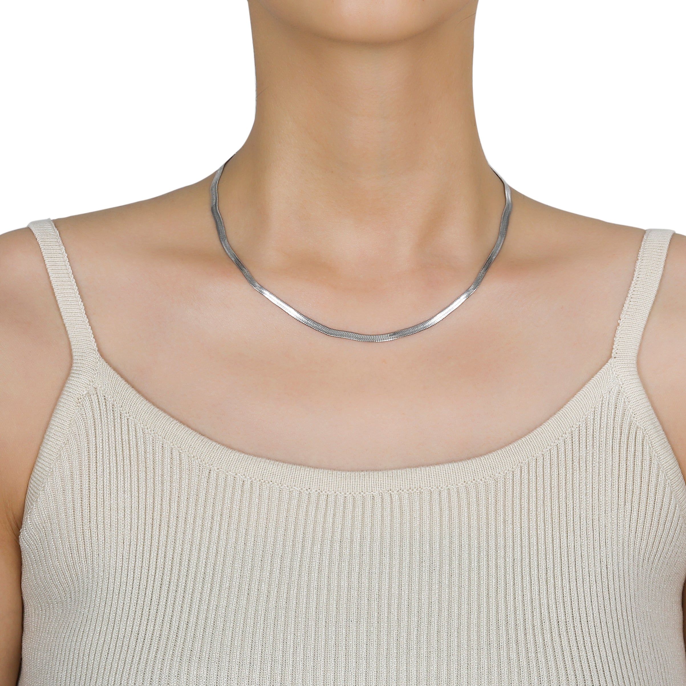 Thin Snake Necklace Silver