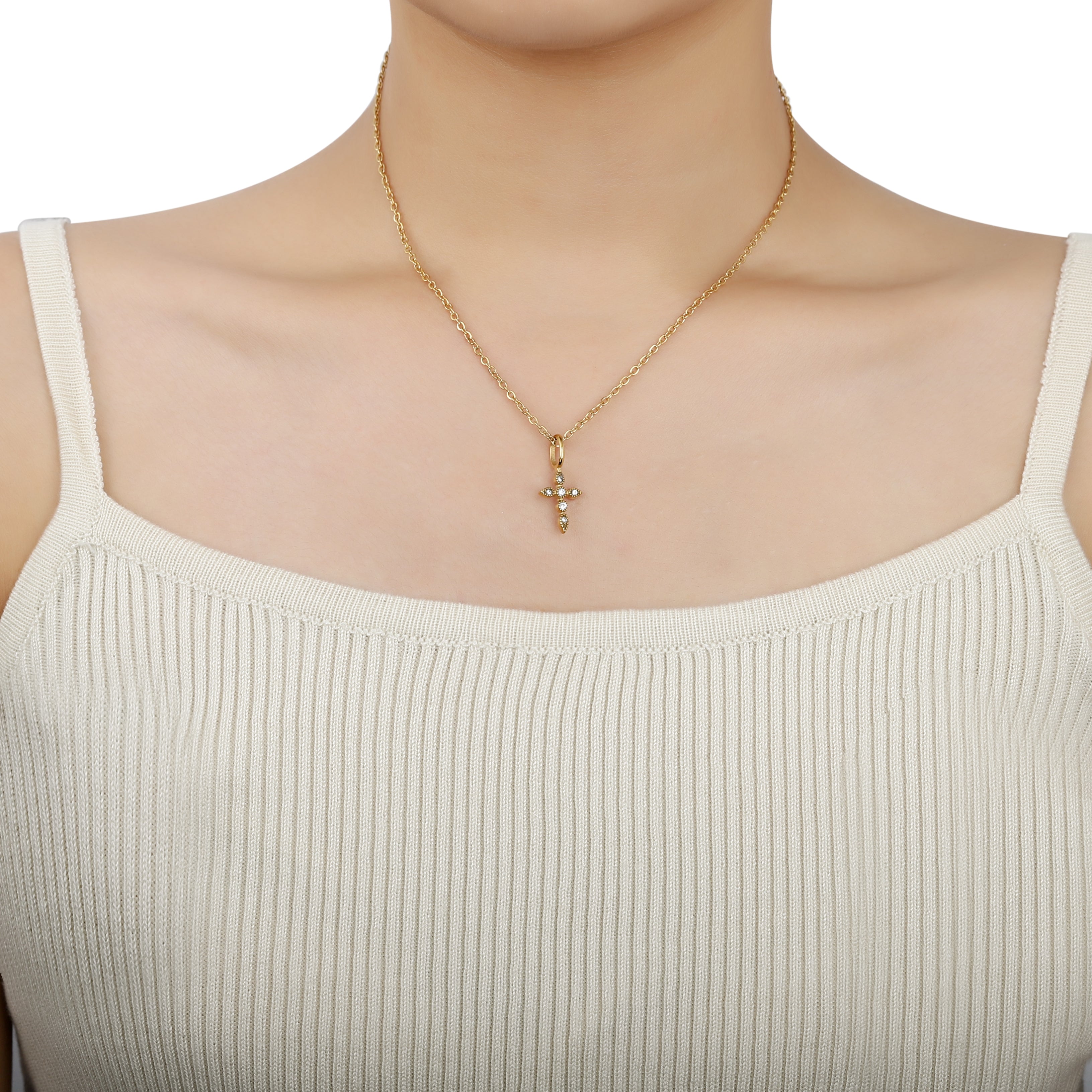 Diamond Cross Necklace Gold