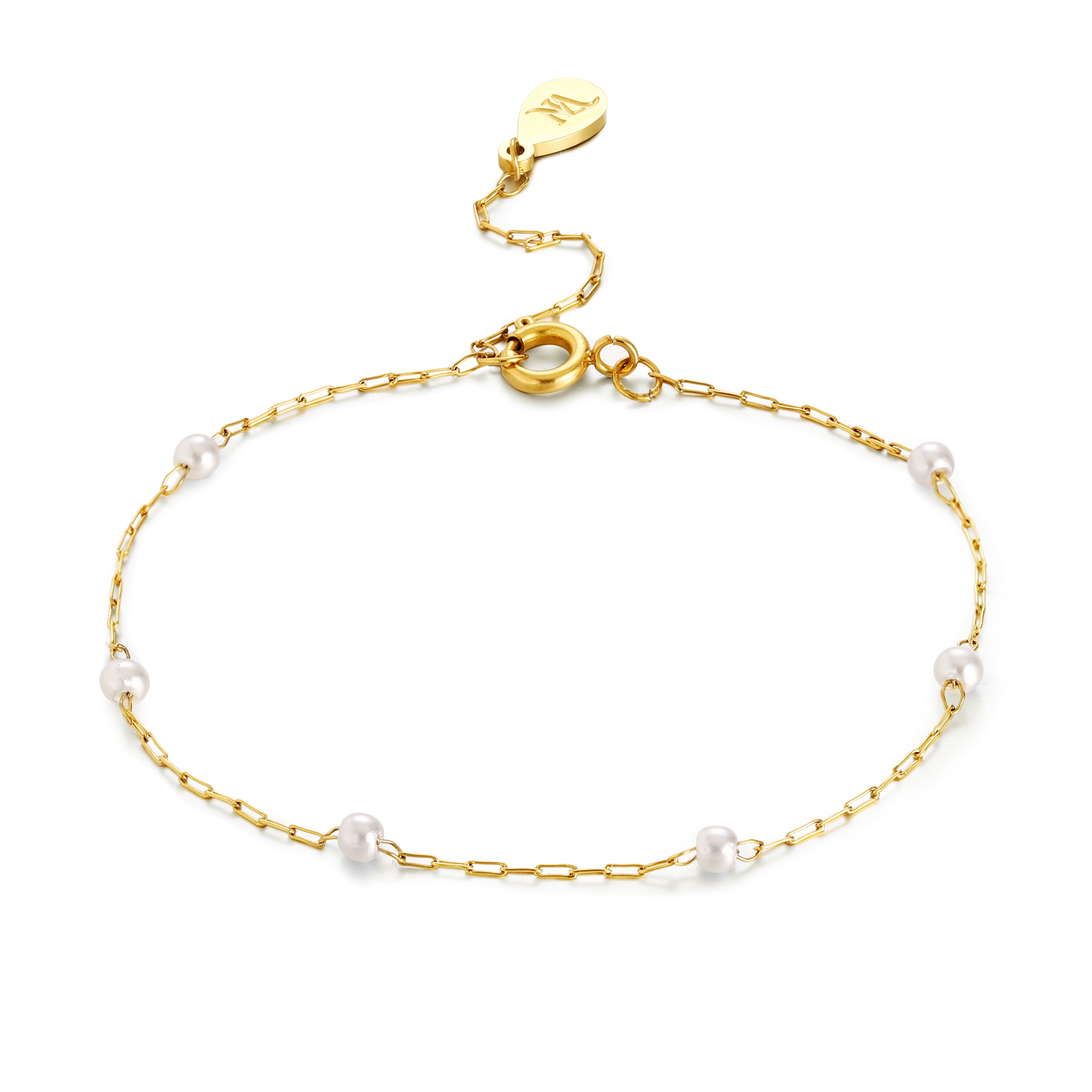 Thin Pearl Bracelet Gold