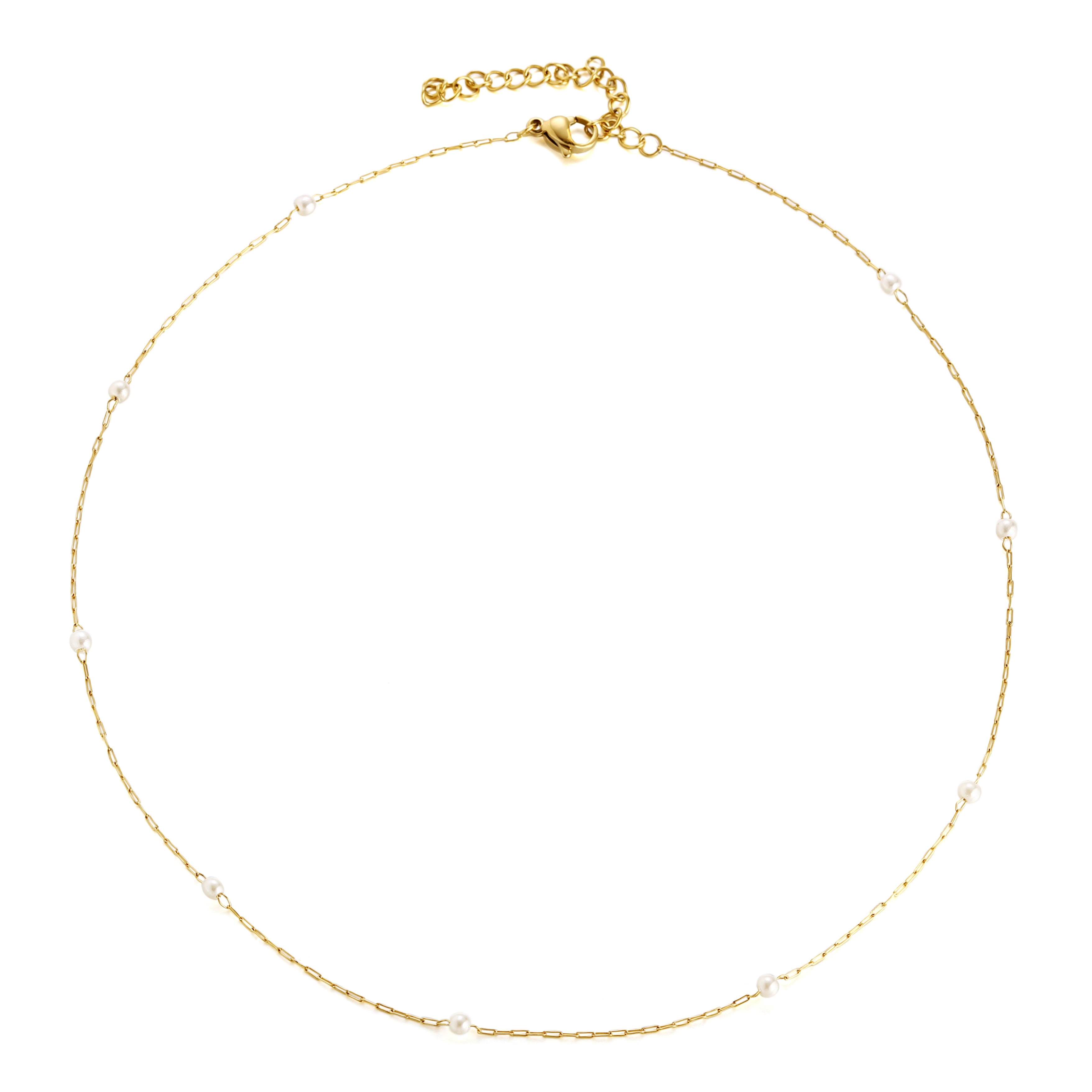 Thin Pearl Necklace Gold